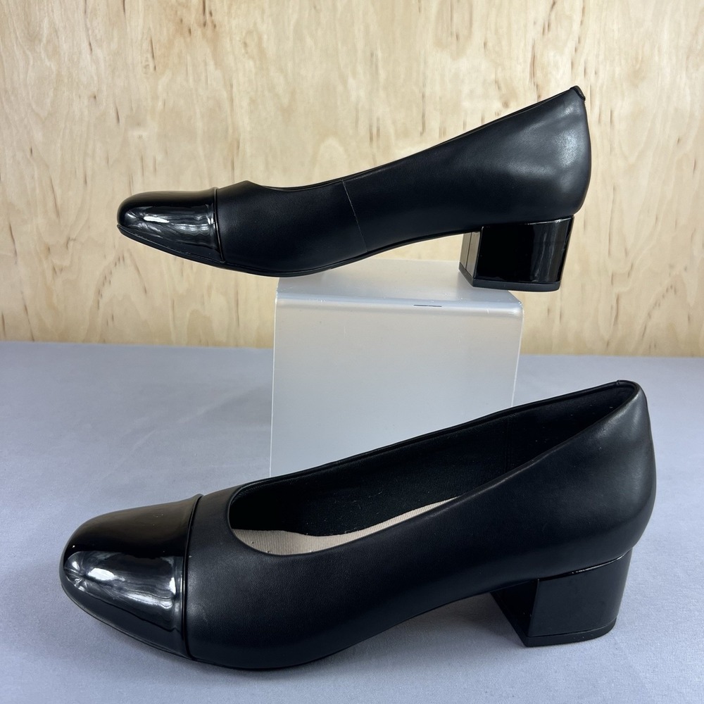 Clarks Collection Ultimate Comfort Women's Cap Toe Shoes Size 8M Black Leather